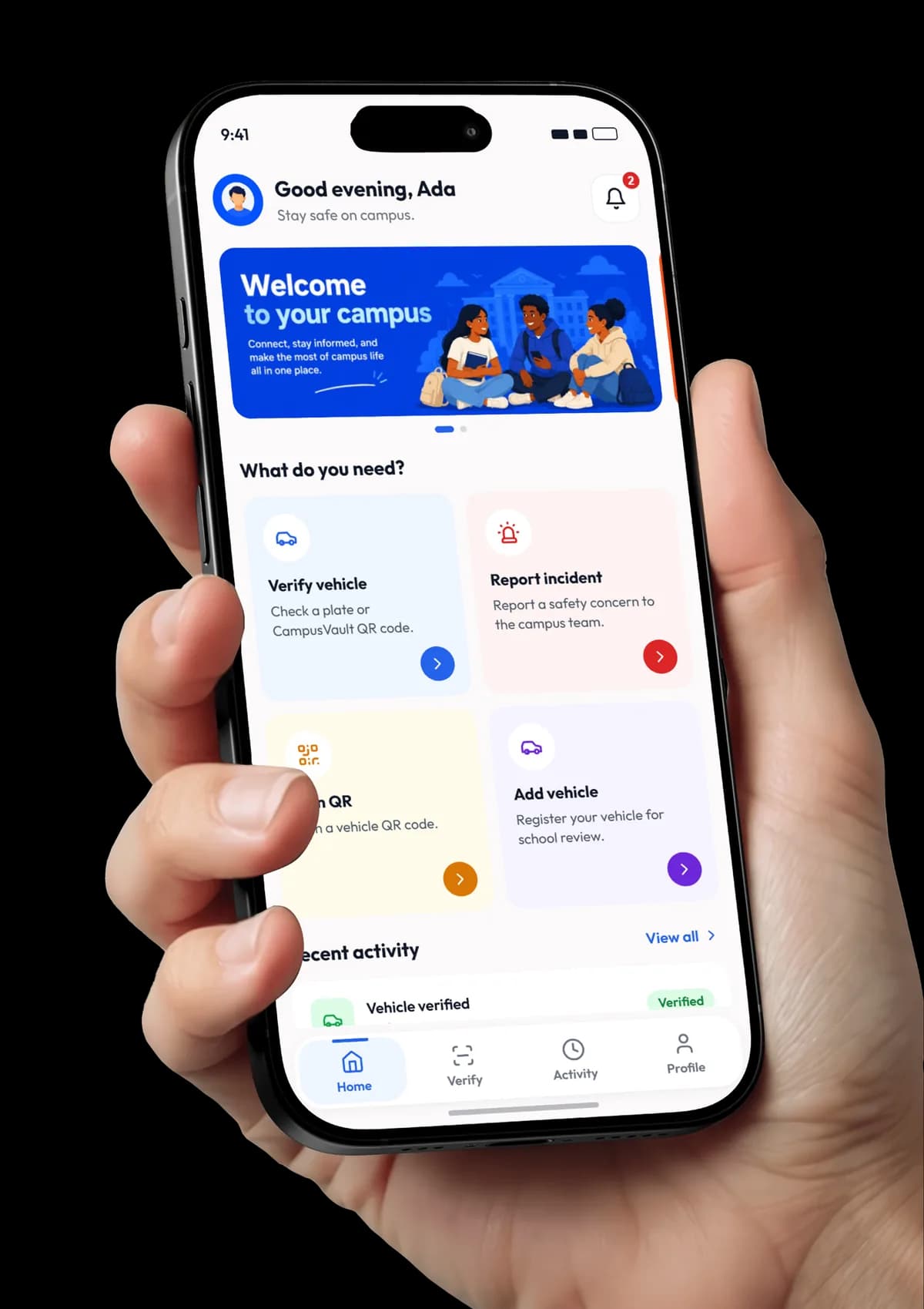 The CampusVault app on a phone